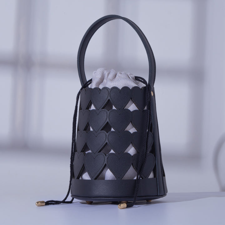 Black Love Lattice Bucket Bag - Suave Bags Black