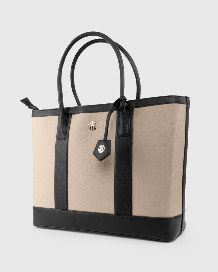 The Cambridge Classic Tote-Off white/ black combo