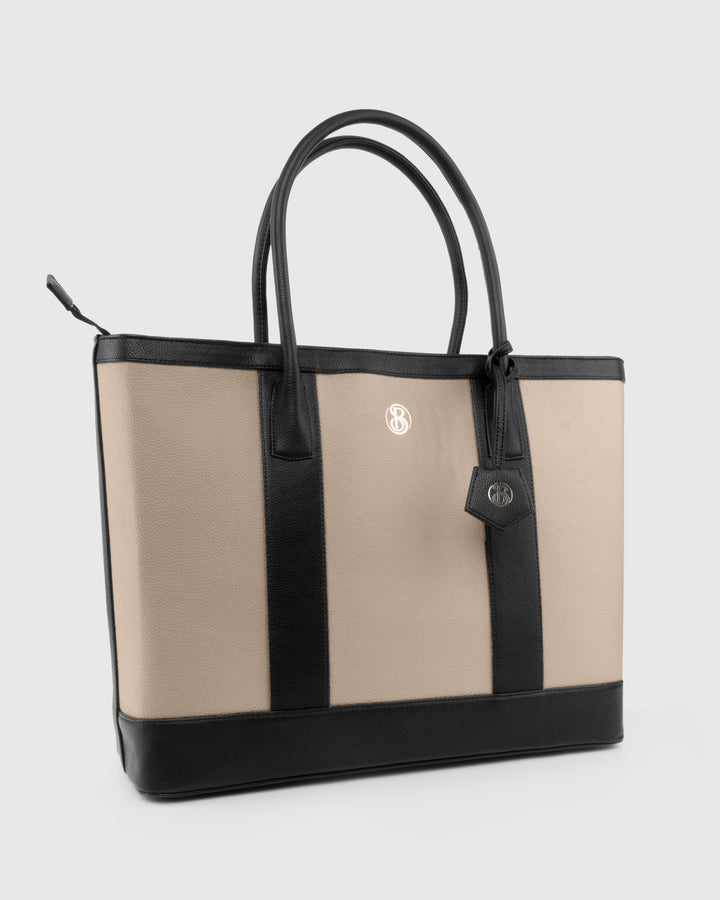 The Cambridge Classic Tote-Off white/ black combo