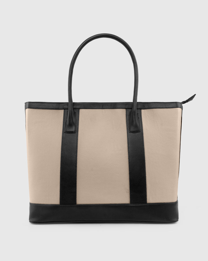 The Cambridge Classic Tote-Off white/ black combo