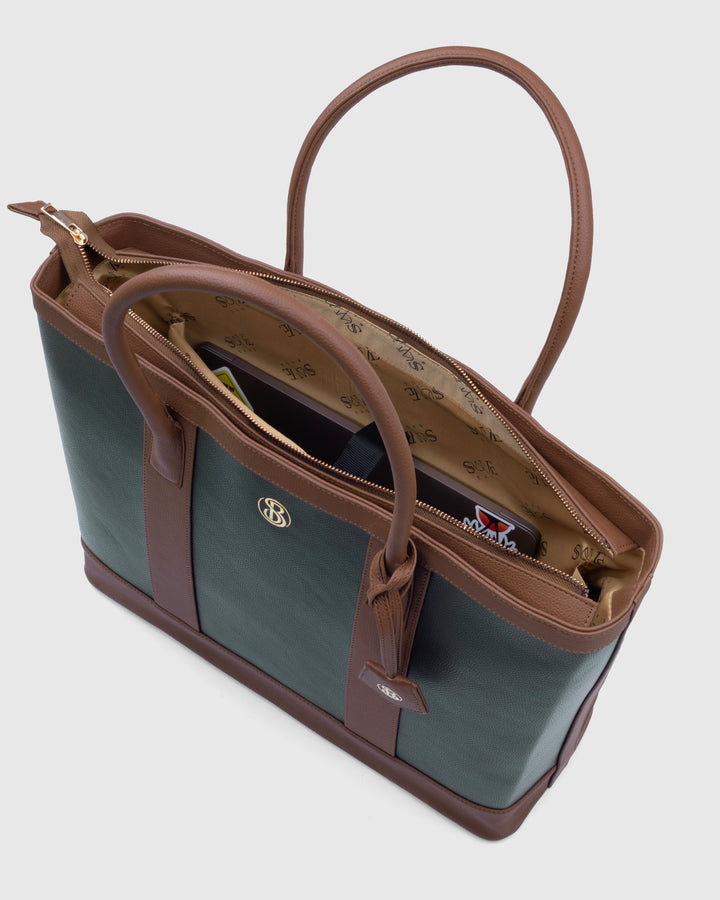 The Cambridge Classic Tote-Olive / tan Combo