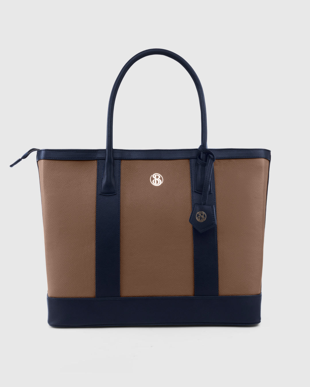 The Cambridge Classic Tote-Beige / navy combo - Suave Bags 
