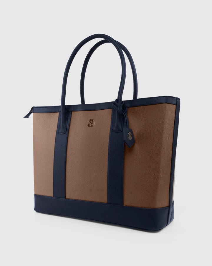 The Cambridge Classic Tote-Beige / navy combo