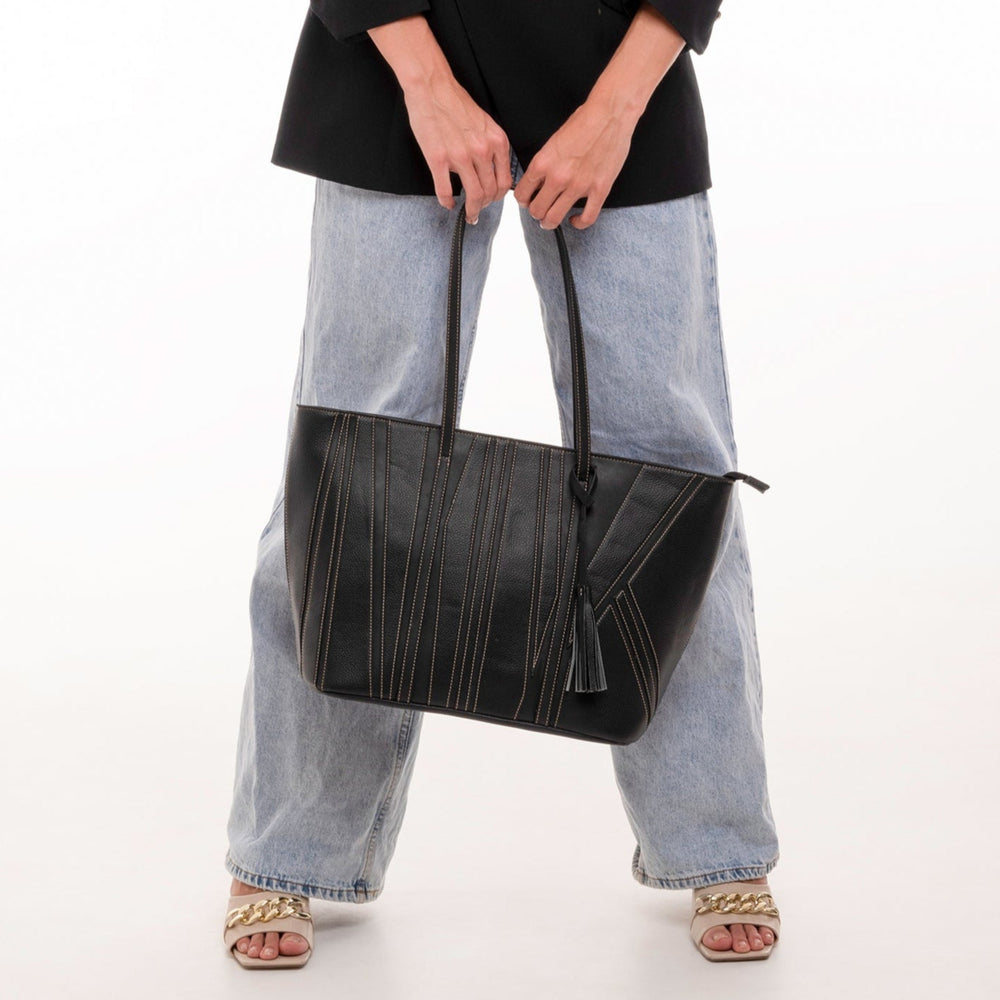 Classic Black Enigma Tote - Suave Bags