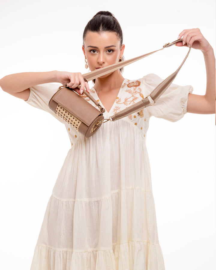 Tan Meadow Roller Clutch - Suave Bags