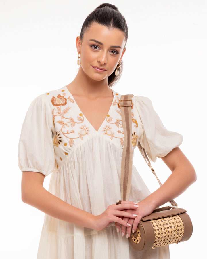 Tan Meadow Roller Clutch - Suave Bags