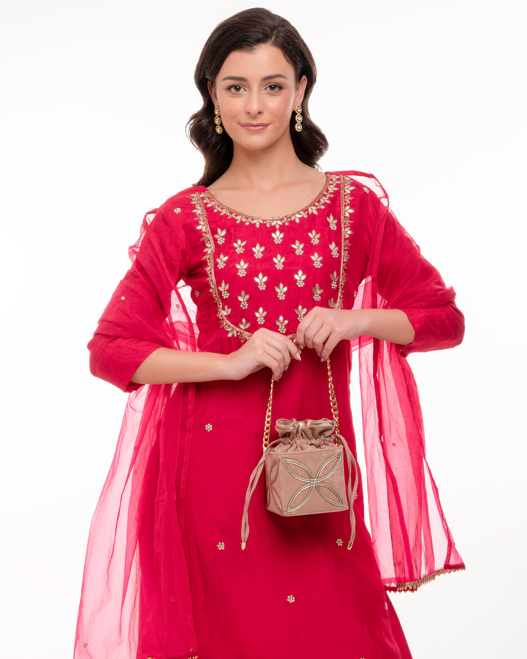 Rose Pink Kohinoor Potli Bag - Suave Bags