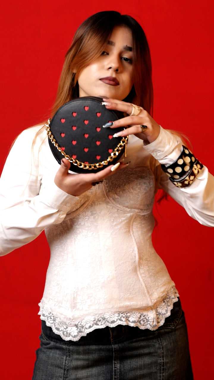 Black Love Pop Circle Sling Bag