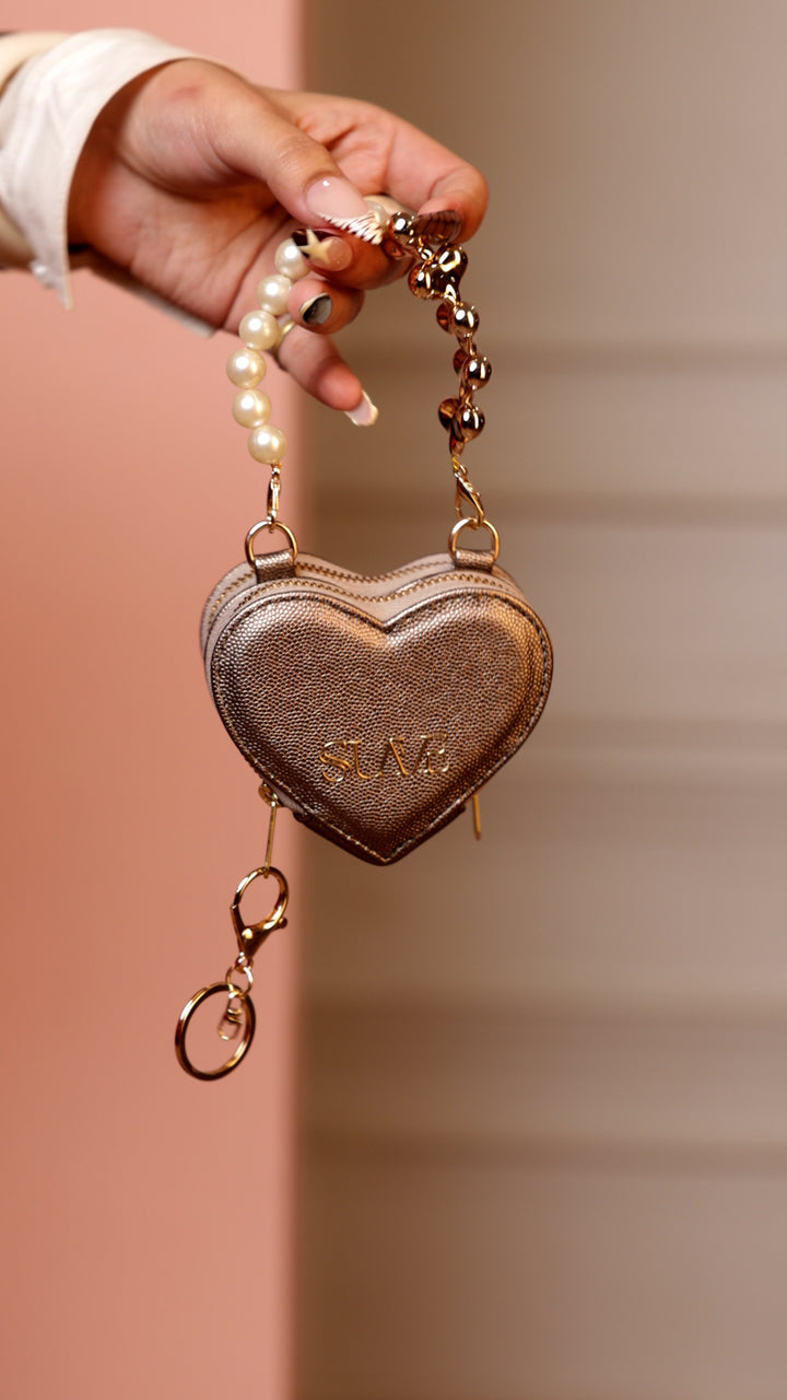 Bronze Love Lock Mini Heart Bag