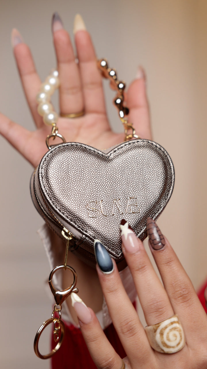 Bronze Love Lock Mini Heart Bag