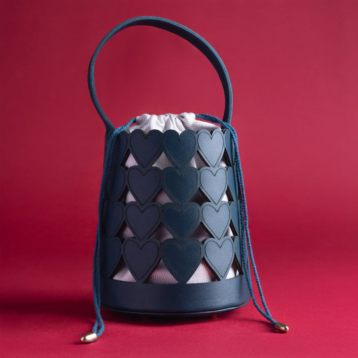 Teal Blue Love Lattice Bucket Bag - Suave Bags